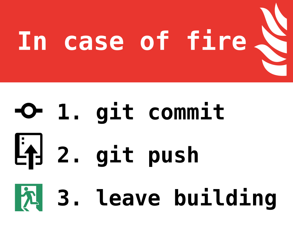 In case of fire, git commit, git push and leave the building